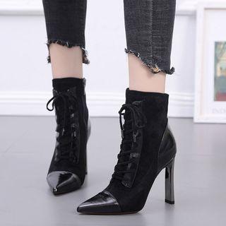 Lace-up Stiletto Heel Short Boots