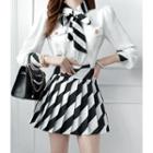Striped Crepe Shirt With Tie Black - One Size