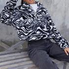 Zebra Print Half-zip Pullover