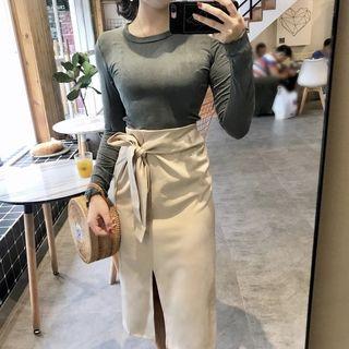 Side Tie Midi Skirt