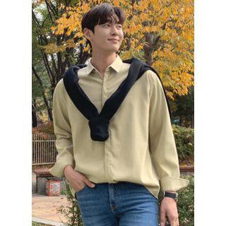 Hidden-button Fleece-lined Shirt