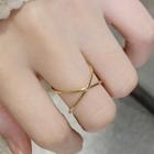 Layered Alloy Open Ring Gold - One Size