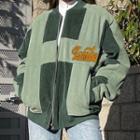 Letter Embroidered Paneled Baseball Jacket