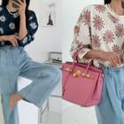 Balloon-sleeve Flower T-shirt