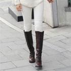 Chunky-heel Lace-up Tall Boots