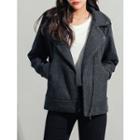Diagonal-zip Wool Blend Jacket