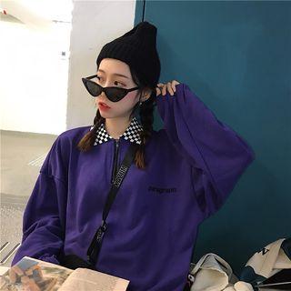 Plaid Collar Pullover