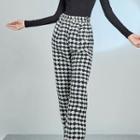 High Waist Checkered Tweed Loose Fit Pants