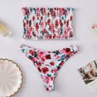 Floral Print Smocked Bikini