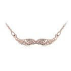Plated Rose Gold Angel Wings Necklace With White Austrian Element Crystal