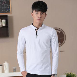 Stand Collar Long-sleeve Polo Shirt