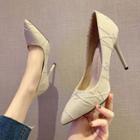 Pointed Embroidered Stiletto Pumps