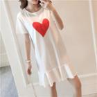 Short-sleeve Heart Print T-shirt Dress