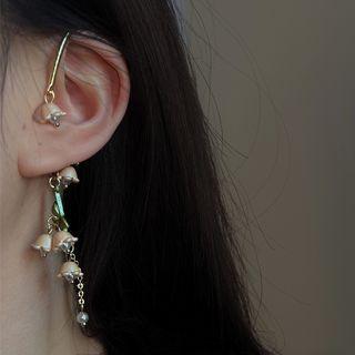 Flower Fringed Alloy Cuff Earring 1 Pc - Gold - One Size