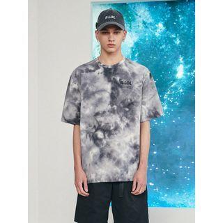 [r:lol] Couple Star-printed Dyed T-shirt