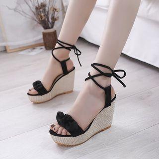 Lace-up Platform Wedge Heel Sandals