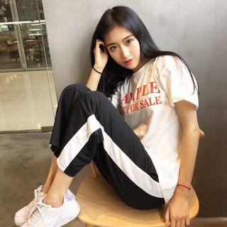 Color Panel Cropped Wide Leg Pants