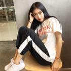 Color Panel Cropped Wide Leg Pants