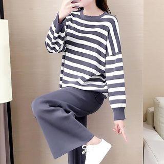 Set: Striped Sweater + Wide-leg Pants