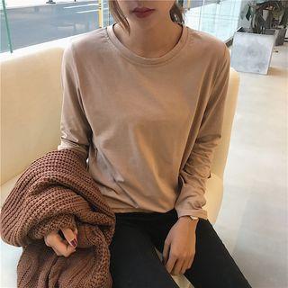 Long-sleeved Plain Slim Top