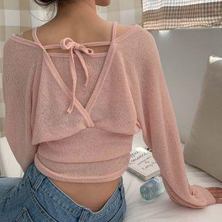Set: Tie-back Crop Top + Camisole Top