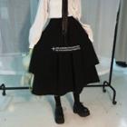 Lettering A-line Midi Skirt Black - One Size