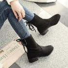 Faux Suede Drawstring Ankle Boots