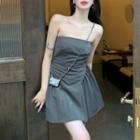 Detachable-sleeves Mini A-line Dress