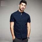 Stand-collar Short-sleeved Casual Shirt