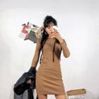 Kangaroo-pocket Slim-fit Hoodie Dress