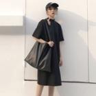 Ring Detail Short-sleeve Midi T-shirt Dress
