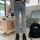 High-waist Loose-fit Washed Jeans