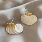 Shell Disc Fringed Earring 1 Pair - Gold - One Size