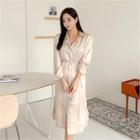 Satin Midi Shirtdress & Sash