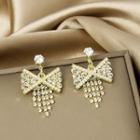 Bow Rhinestone Fringed Earring E1568-8 - 1 Pair - Gold - One Size