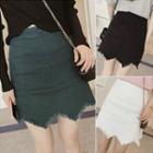 Fringed Hem Mini Skirt