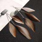 Feather Accent Drop Earrings Silver1160 - One Size