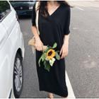 Short-sleeve Plain Split Hem T-shirt Dress