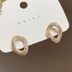 Irregular Rhinestone Hoop Earring 1 Pair - As Shown In Figure - One Size