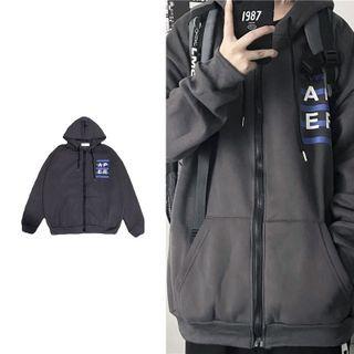 Long Sleeve Letter Print Hooded Jacket