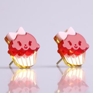 Miss Cupcake Fuchsia Stud Gold Earrings