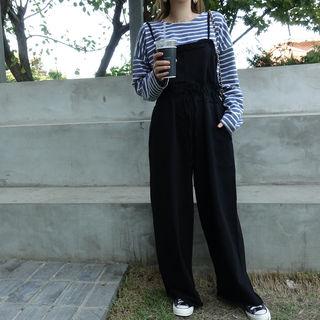 Spaghetti-strap Cotton Suspender Pants
