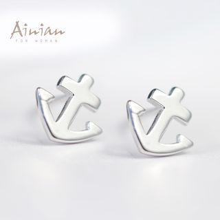 925 Sterling Silver Anchor Stud Earrings