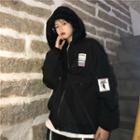 Tag Zip-up Hooded Jacket Black - One Size