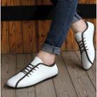 Genuine-leather Contrast-trim Lace-up Shoes