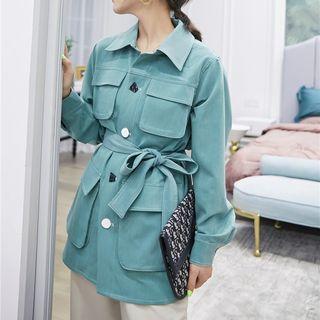 Long-sleeve Sashed Cargo Shirt