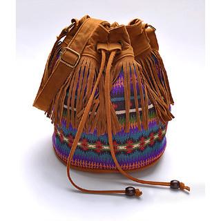 Nordic Print Shoulder Bag With Fringe Purple - One Size