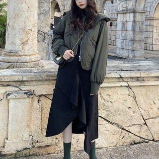 Bomber Jacket / A-line Midi Skirt