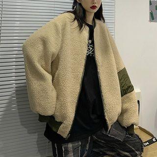 Faux-shearling Bomber Jacket As Shown In Figure - One Size