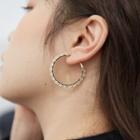 Faux Crystal Hoop Earring 1 Pair - Earrings - White & Gold - One Size